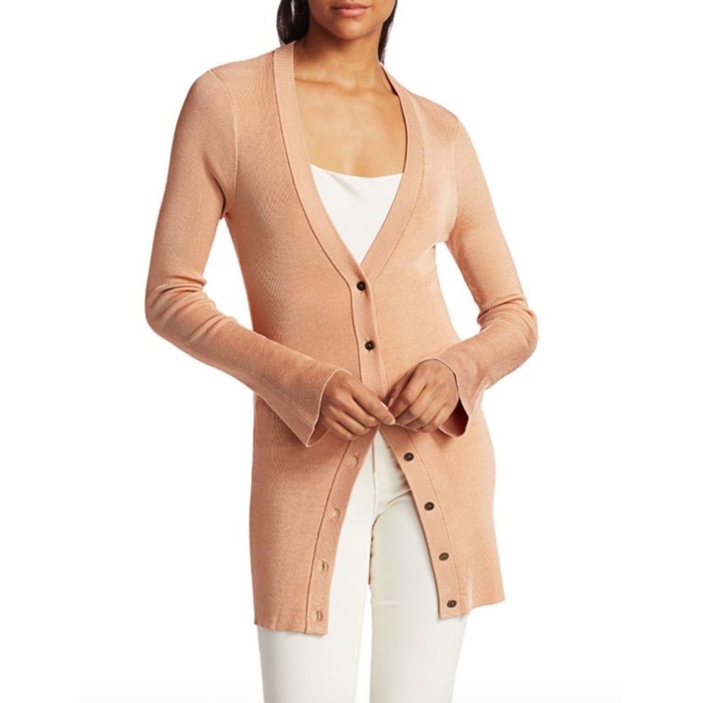 L'Agence - Lucas Longline Cardigan - Pale Peach (Tan/Beige)